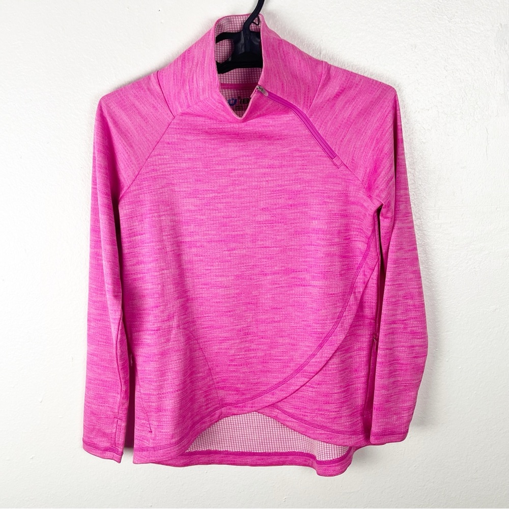 IBKUL Pink Asymmetrical Pocket Quarter Zip Pullover Small Tennis Hiking Golf